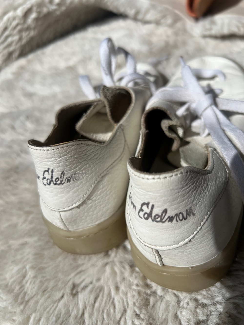 Sam Edelman White Leather Low-Top Sneakers with Translucent Soles